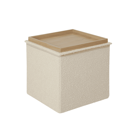Puff OSLO tampa de madeira 38x76x38cm branco