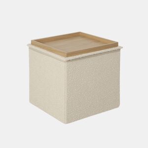Puff OSLO tampa de madeira 38x76x38cm branco