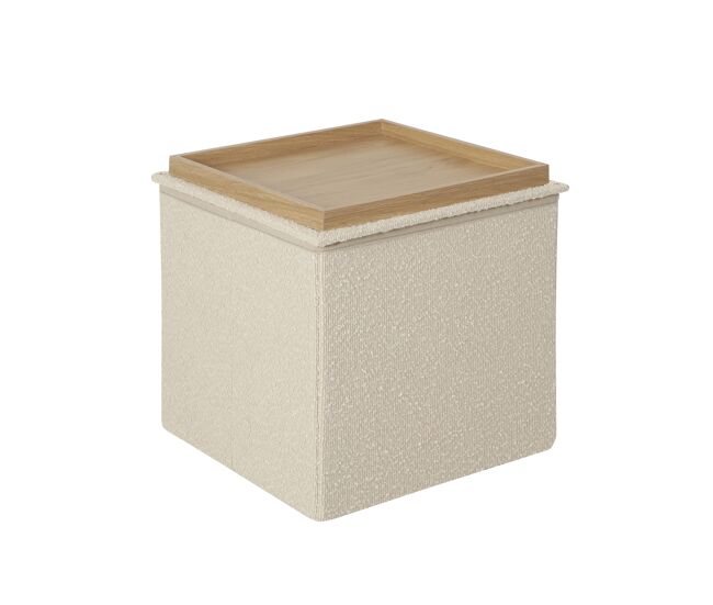 Puff oslo con tapa de madera 38x38x38cm color blanco