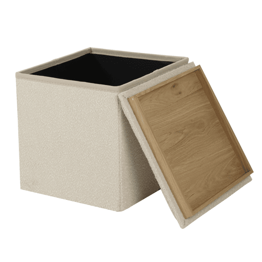 Puff OSLO tampa de madeira 38x76x38cm branco