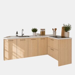 Cozinha ESENCIAL L2415 L 2,4x1,5m 16mm madeira natural e cinza