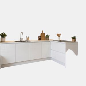 Cozinha ESENCIAL L2415 L 2,4x1,5m 22mm branco brilho sem puxador