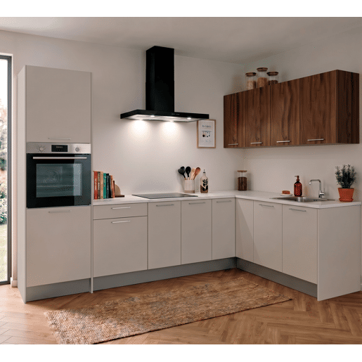 Cozinha ESENCIAL L3020 L 3x2m 16mm cinza claro e nogueira Cozinha ESENCIAL L3020 L 3x2m 16mm cinza claro e nogueira