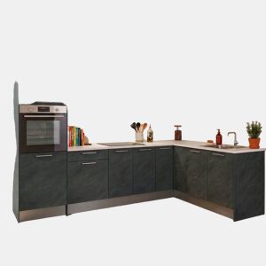 Cozinha ESENCIAL L3020 L 3x2m 16mm cinza escuro e carvalho