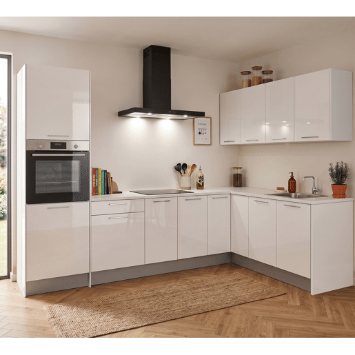 Cozinha ESENCIAL L3020 L 3x2m 20mm laminado branco brilhante Cozinha ESENCIAL L3020 L 3x2m 20mm laminado branco brilhante