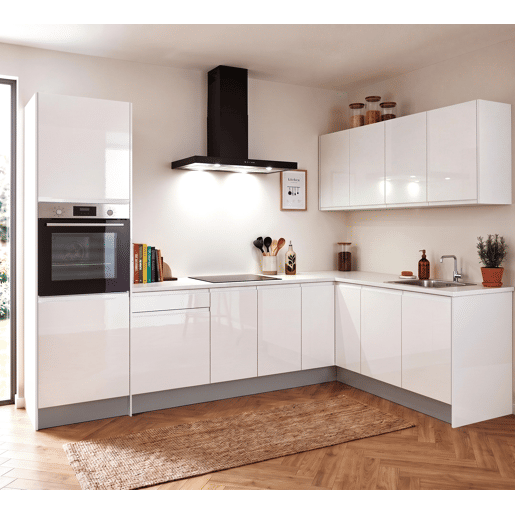 Cozinha ESENCIAL L3020 L 3x2m 22mm branco brilhante sem puxador Cozinha ESENCIAL L3020 L 3x2m 22mm branco brilhante sem puxador
