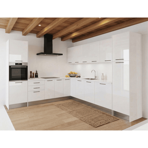 Cozinha ESENCIAL L3030 L 3x3m 20mm laminado branco brilho Cozinha ESENCIAL L3030 L 3x3m 20mm laminado branco brilho