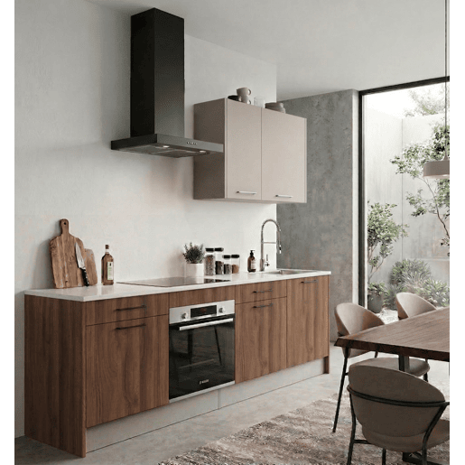 Cozinha ESENCIAL R24 reta 2,4m 16mm nogueira e cinza claro Cozinha ESENCIAL R24 reta 2,4m 16mm nogueira e cinza claro
