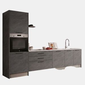 Cozinha ESENCIALR30 reta 3,06m 16mm carvalho e cinza escuro