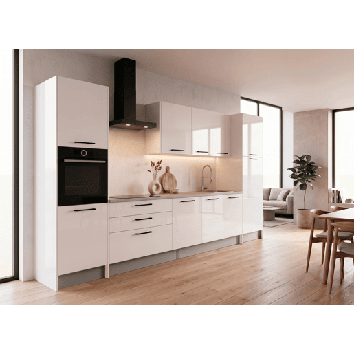Cozinha ESENCIAL R36 reta 3,68m 20mm laminado branco brilho