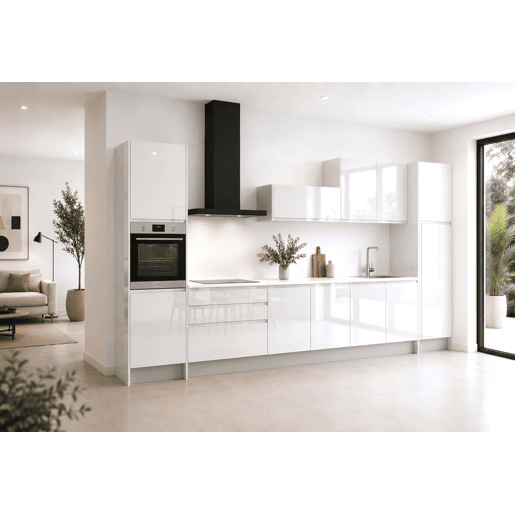 Cozinha ESENCIAL R40 reta 4m 22mm branco brilho sem puxador Cozinha ESENCIAL R40 reta 4m 22mm branco brilho sem puxador