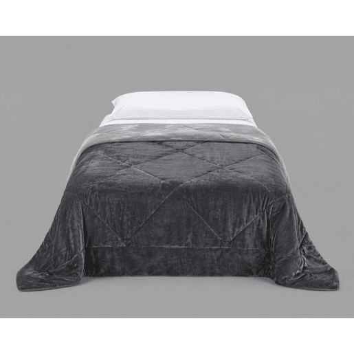 Manta edredão SERLES cama de 90cm cor cinza e cinza escuro Manta edredão SERLES cama de 90cm cor cinza e cinza escuro