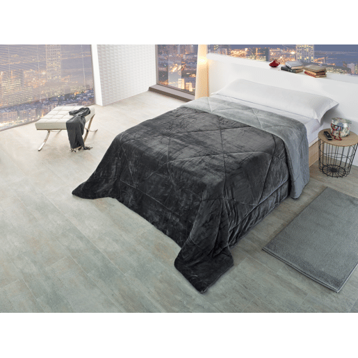 Manta edredão SERLES cama de 135cm cor cinza e cinza escuro