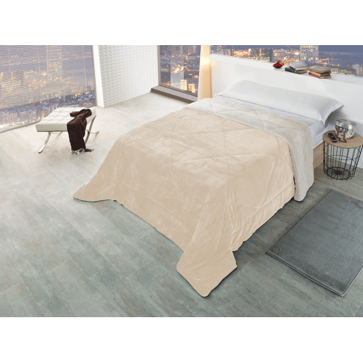 Manta edredão SERLES cama de 90cm cor branco e bege