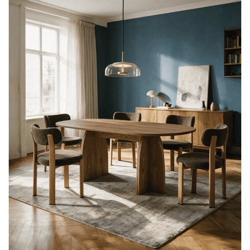 Mesa de jantar ORBIT oval cor carvalho