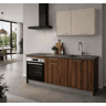 Cozinha ESENCIAL R18 reta 1,8m 16mm nogueira e cinza claro
