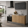 Cozinha ESENCIAL R18 reta 1,8m 16mm carvalho e cinza escuro
