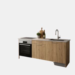 Cozinha ESENCIAL R18 reta 1,8m 16mm carvalho e cinza escuro