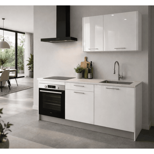 Cozinha ESENCIAL R18 reta 1,8m 20mm laminado branco brilho Cozinha ESENCIAL R18 reta 1,8m 20mm laminado branco brilho