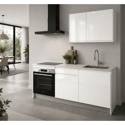 Cozinha ESENCIAL R18 reta 1,8m 22mm branco brilho sem puxador Cozinha ESENCIAL R18 reta 1,8m 22mm branco brilho sem puxador
