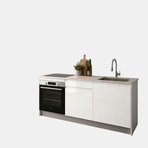 Cozinha ESENCIAL R18 reta 1,8m 22mm branco brilho sem puxador