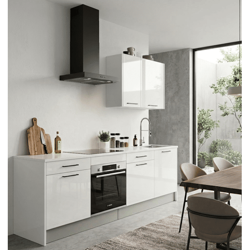 Cozinha ESENCIAL R24 reta 2,4m 20mm laminado branco brilho Cozinha ESENCIAL R24 reta 2,4m 20mm laminado branco brilho
