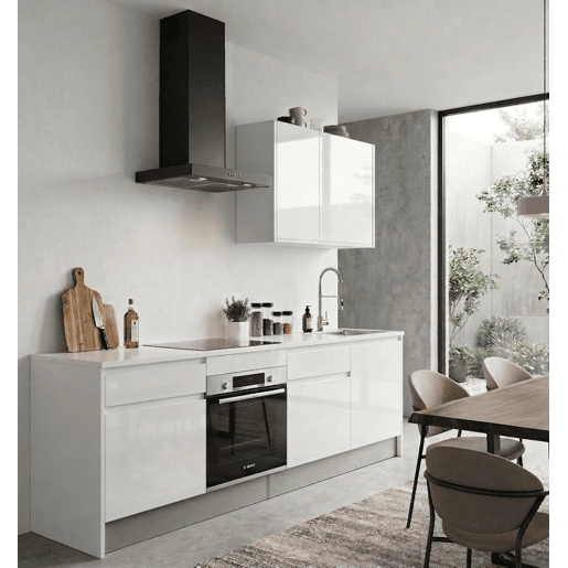 Cozinha ESENCIAL R24 reta 2,4m 22mm branco brilho sem puxador Cozinha ESENCIAL R24 reta 2,4m 22mm branco brilho sem puxador