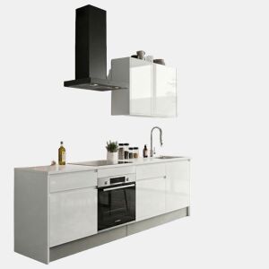 Cozinha ESENCIAL R24 reta 2,4m 22mm branco brilho sem puxador