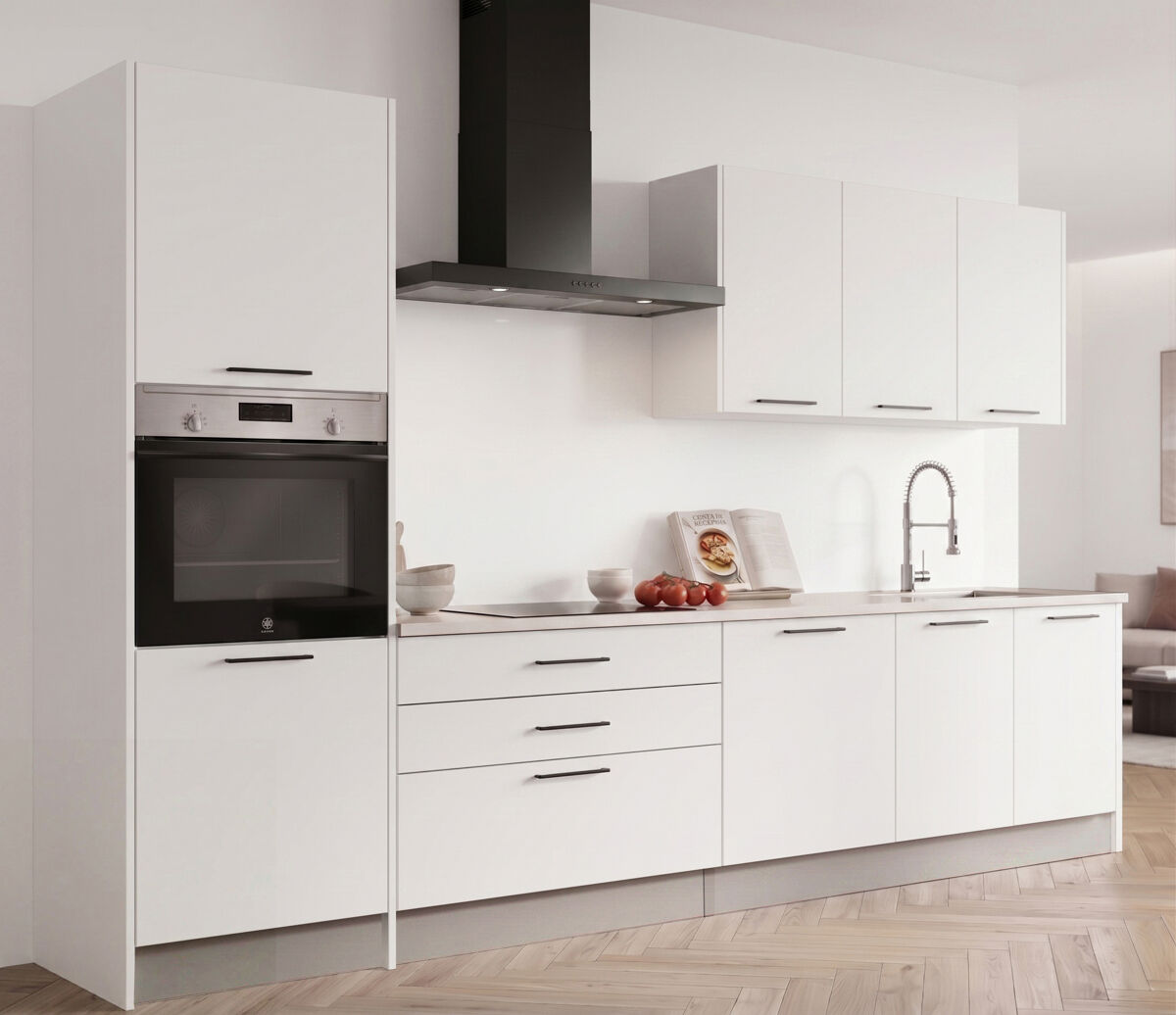 Cocina esencial r30 recta 3,06m 16mm blanco mate