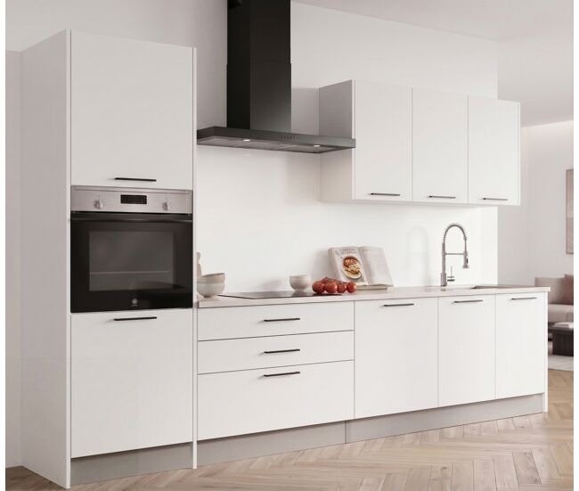 Cocina esencial r30 recta 3,06m 16mm blanco mate