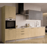 Cozinha ESENCIALR30 reta 3,06m 16mm madeira natural e cinza