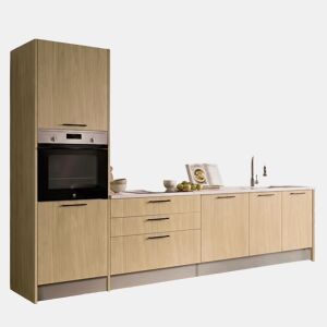 Cozinha ESENCIALR30 reta 3,06m 16mm madeira natural e cinza