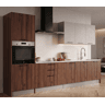 Cozinha ESENCIALR30 reta 3,06m 16mm cinza e madeira natural