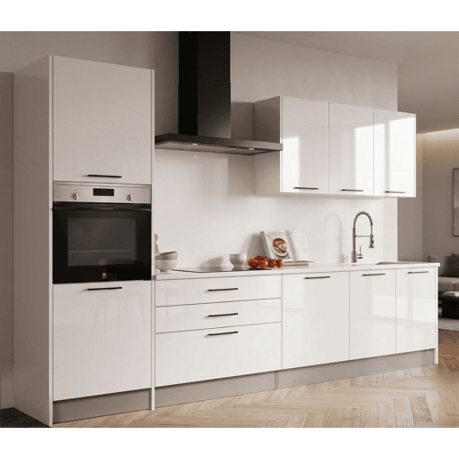 Cozinha ESENCIALR30 reta 3,06m 20mm laminado branco brilhante Cozinha ESENCIALR30 reta 3,06m 20mm laminado branco brilhante