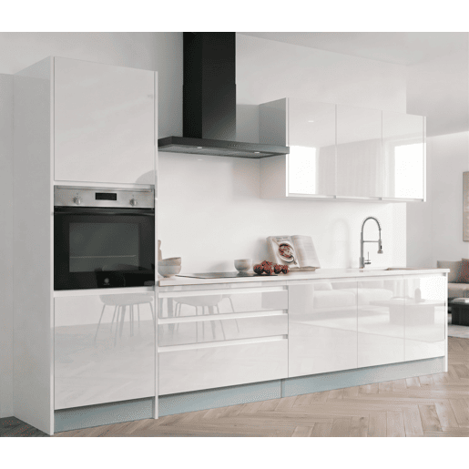 Cozinha ESENCIALR30 reta 3,06m 22mm branco brilhante sem puxador Cozinha ESENCIALR30 reta 3,06m 22mm branco brilhante sem puxador