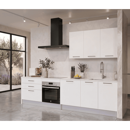 Cozinha ESENCIAL R30_2 reta 3,04m 16mm branco mate