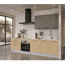 Cozinha ESENCIAL R30_2 reta 3,04m 16mm madeira natural e cinza