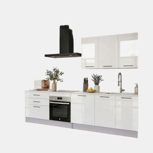 Cozinha ESENCIAL R30_2 reta 3,04m 20mm laminado branco brilho