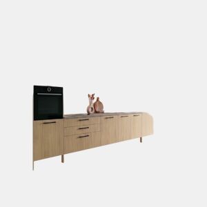 Cozinha ESENCIAL R36 reta 3,68m 16mm madeira natural e cinza