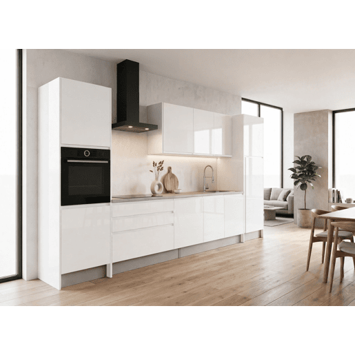 Cozinha ESENCIAL R36 reta 3,68m 22mm branco brilho sem puxador Cozinha ESENCIAL R36 reta 3,68m 22mm branco brilho sem puxador