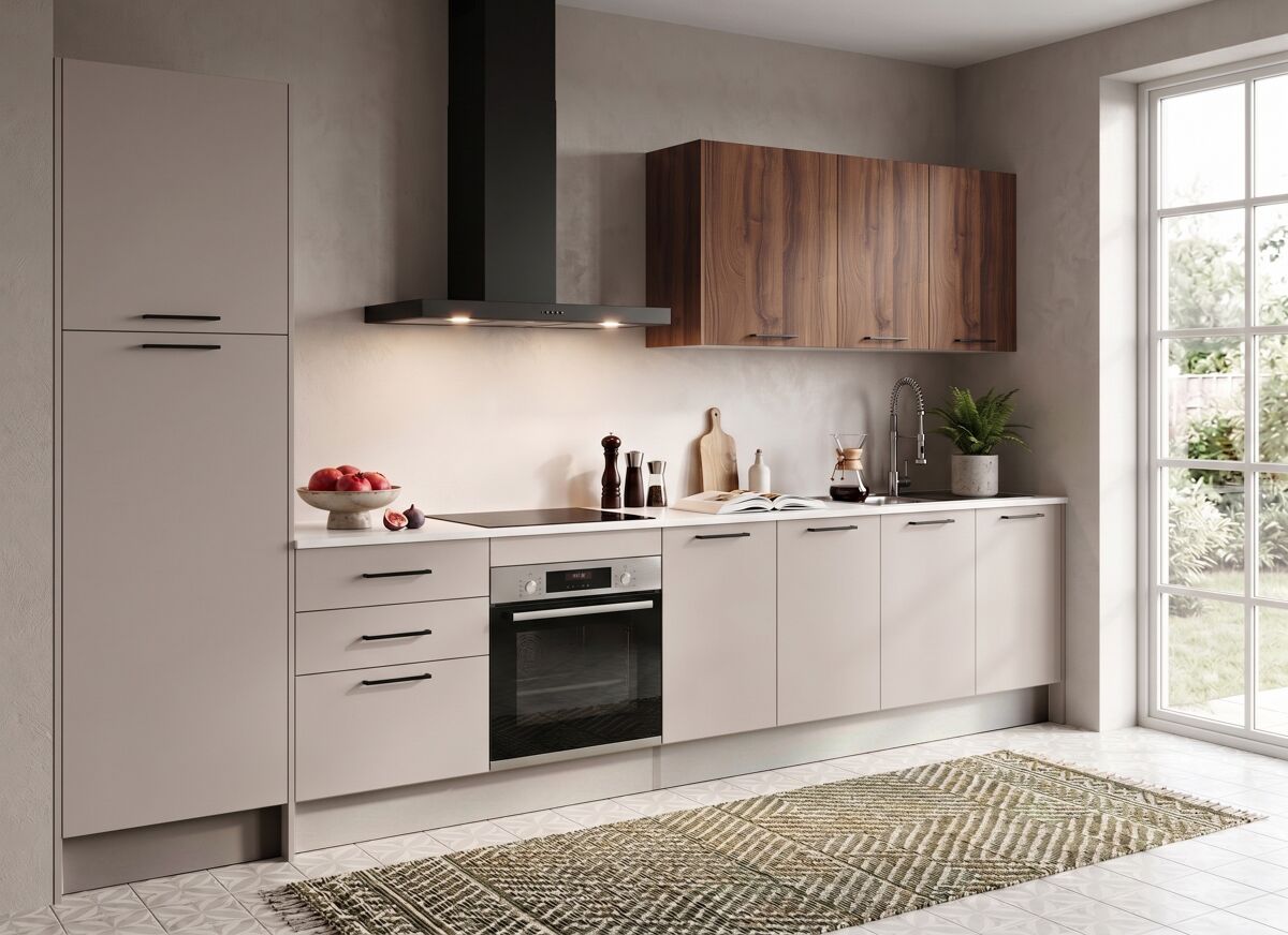 Cocina ESENCIAL R36_2 recta 3,66m Gris Claro