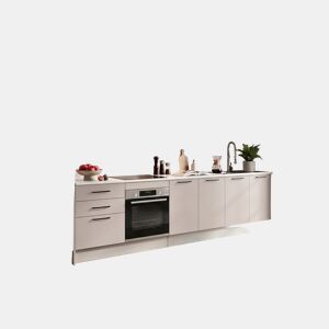 Cozinha ESENCIAL R36_2 reta 3,66m 16mm cinza claro e nogueira