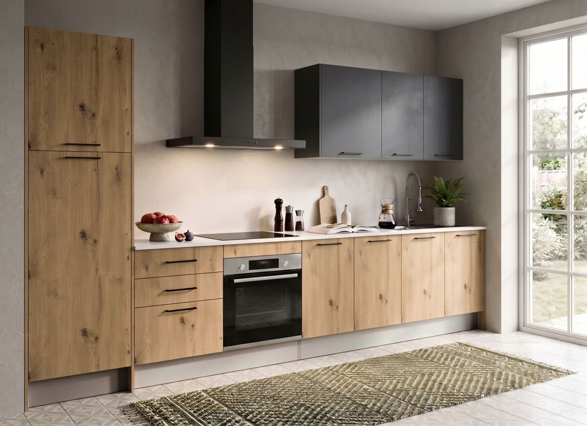 Cocina ESENCIAL R36_2 recta 3,66m Roble