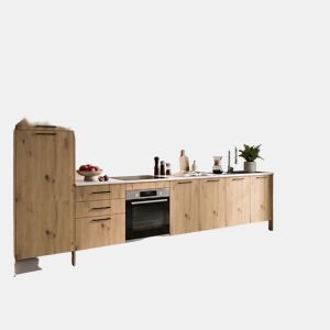 Cozinha ESENCIAL R36_2 reta 3,66m 16mm carvalho e cinza escuro