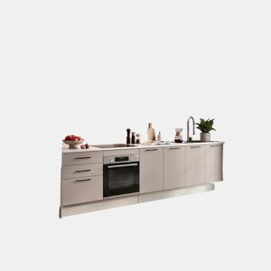 Cozinha ESENCIAL R36_2 reta 3,66m 16mm cinza e madeira natural