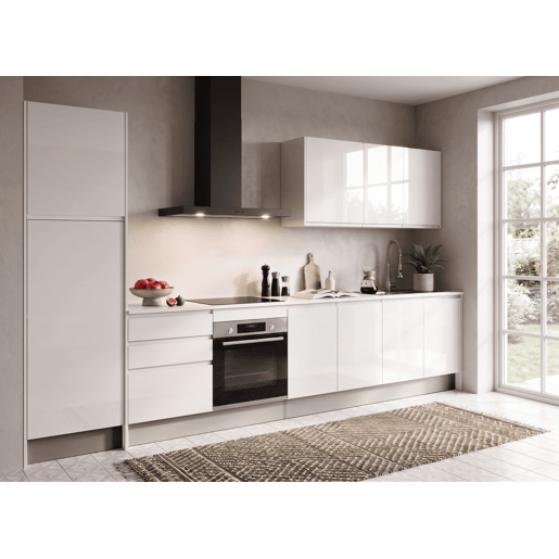 Cozinha ESENCIAL R36_2 reta 3,66m 22mm branco brilho sem puxador Cozinha ESENCIAL R36_2 reta 3,66m 22mm branco brilho sem puxador