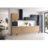 Cozinha ESENCIAL R40 reta 4m 16mm carvalho e cinza escuro