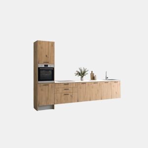 Cozinha ESENCIAL R40 reta 4m 16mm carvalho e cinza escuro