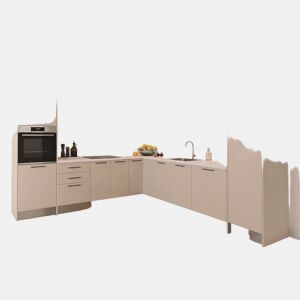 Cozinha ESENCIAL L3030 L 3x3m 16mm cinza claro e nogueira