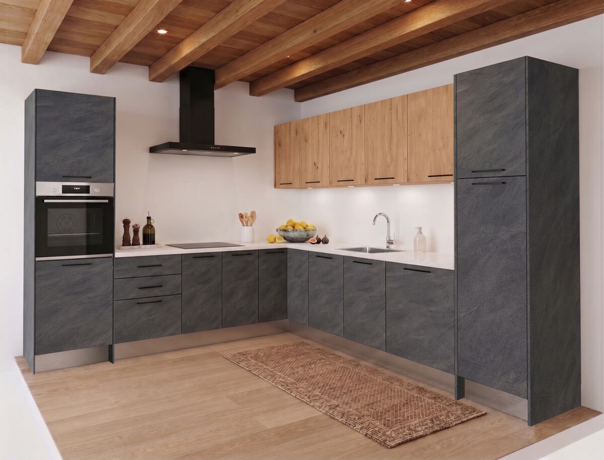 Cocina ESENCIAL L3030 en L 3x3m Gris Oscuro